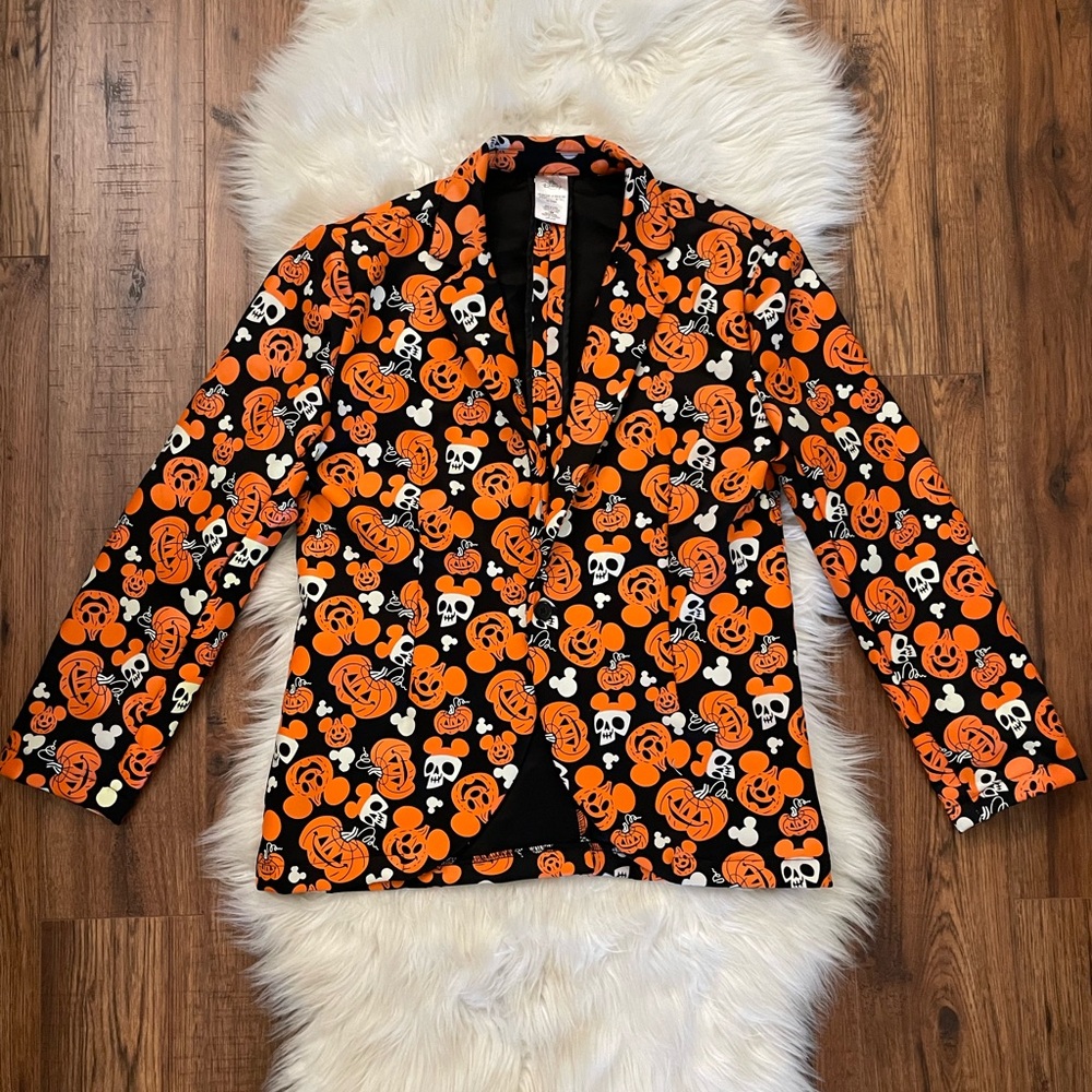 Disney Parks Mickey Pumpkin Glow In Dark Suit Jacket Halloween Size SMALL
